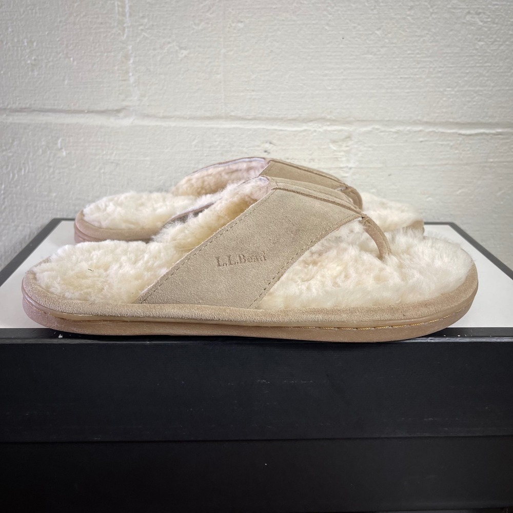L.L Bean Wicked Good Sheepskin Lined Flip Flops Sandals Slip On Women's 8 M